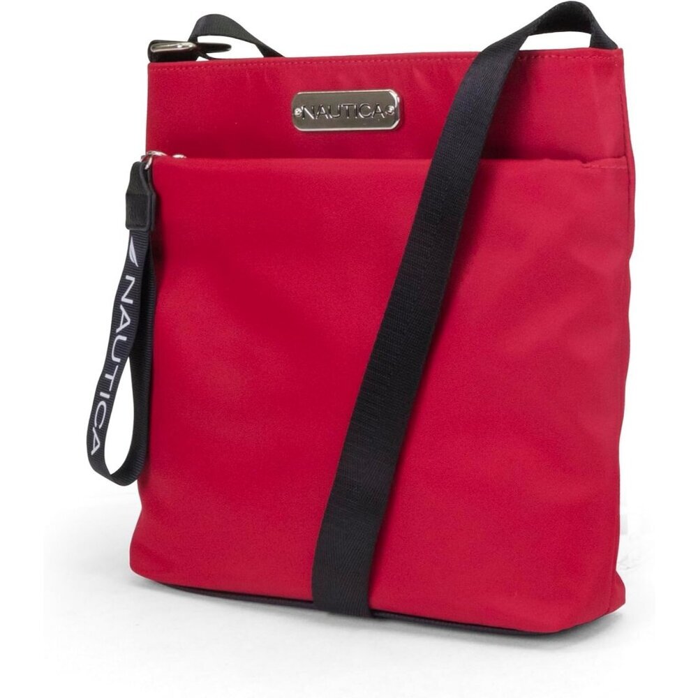 Women's Red Nylon Crossbody Bag Purse With Adjustable Shoulder Strap